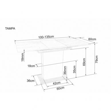 Išskledžiamas stalas Tampa 5