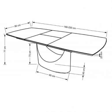 Išskleidžiamas balto marmuro valgomojo stalas OMAN 1