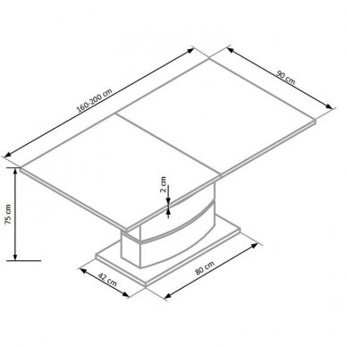 Lakuotas išskleidžiamas valgomojo stalas BELA 2