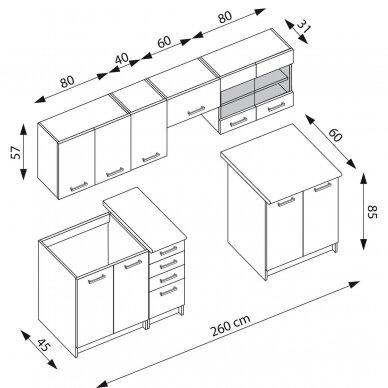 Virtuvės komplektas AMANDA 2 260 2